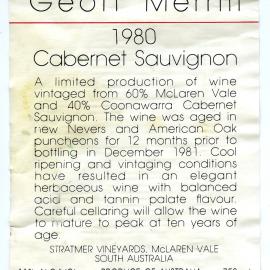 Geoff Merrill Cabernet Sauvignon Label (1980)