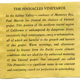 The Pinnacle Vineyards Label [n.d.]