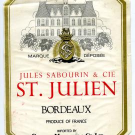 Jules Sabourin and Cie St. Julien Bordeaux Label [n.d.]