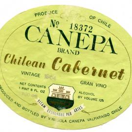 Canepa Brand Chilean Cabernet Label (1964)