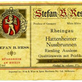Stefan B. Ress Rheingau Hattenheimer Nussbrunnen Riesling Auslese Label  [n.d.]