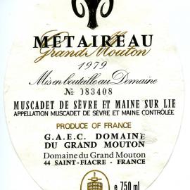 Domaine du Grand Mouton Misenbouteilleau Domaine Label (1979)
