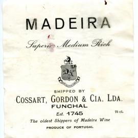 Cossart,Gordon and Cia. Lda. Funchal Madeira Label  [n.d.]