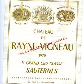 Chateau De Rayne Vigneau Sauternes Label (1970)
