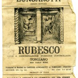 Rubesco Torgiano Red Table Wine Label [n.d.]