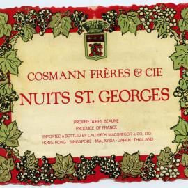 Cosmann Freres and Cie Nuits St. Georges Label [n.d.]