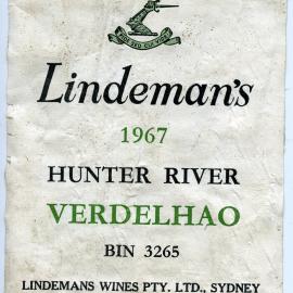 Lindeman's Hunter River Verdelhao Label (1967)