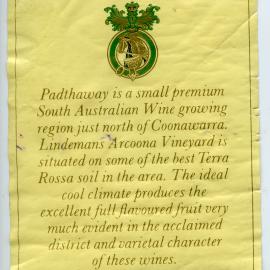 Lindemans Padthaway Label [n.d.]