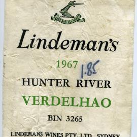 Lindeman's Hunter River Verdelhao Label (1967)