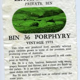 Lindemans Porphyry Label (1975)