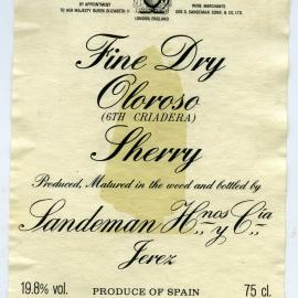 Sandeman Hnos y Cia Ferez Fine Dry Cloroso Sherry Label [n.d.]