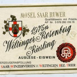 Mosel Saar Ruwer Wiltinger Rosenberg Riesling Label (1975)