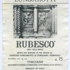 Lungarotti Rubesco Dry Red Wine Label [n.d.]