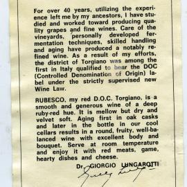 Lungarotti Rubesco Label [n.d.]