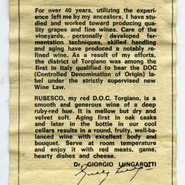 Lungarotti Rubesco Label [n.d.]