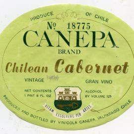Canepa Chilean Cabernet Label (1964)