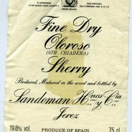 Sandeman Fine Dry Cloroso Sherry Label [n.d.]