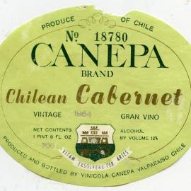 Canepa Chilean Cabernet Label (1964)