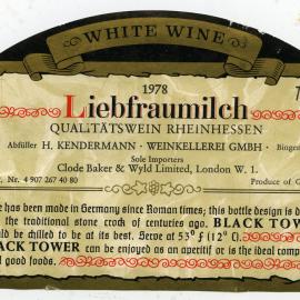 H Kendermann White Wine Liegfraumilch Label (1978)