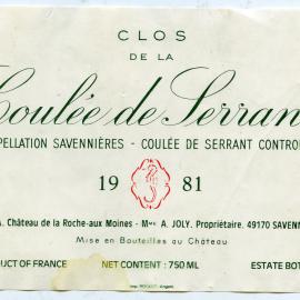 Coulee de Serrant Label (1981)