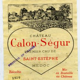 Saint-Estephe Calon-Segur Label (1929)