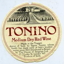 Tonino Medium Dry Red Wine Label [n.d.]