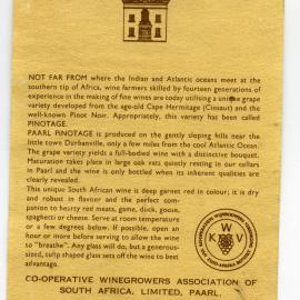 Paarl Pinotage Label [n.d.]