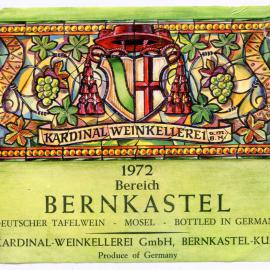 Kardinal Weinkellerei Bereich Bernkastel Label (1972)