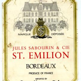 Jules Sabourin and Cie St. Emilion Label [n.d.]