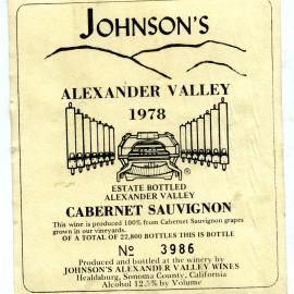 Johnson's Cabernet Sauvignon Label (1978)