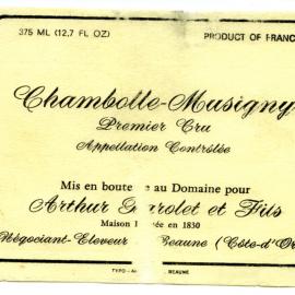Arthur Barolet et Fils Chambolle-Mousigny Label [n.d.]