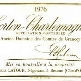 Louis Latour Corton-Charlemagne Label (1976)