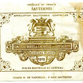 Comte H. De Vaucelles Sauternes Label (1978)