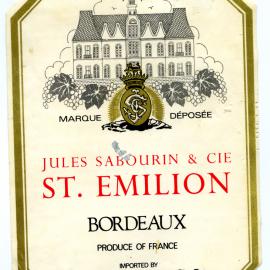 Jules Sabourin and Cie St. Emilion Label [n.d.]