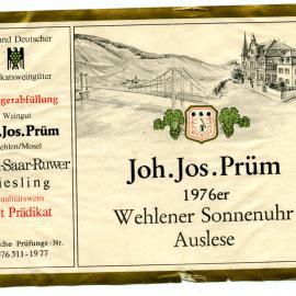 Joh. Jos. Prum Wehlener Sonnenuhr Auslese Label (1976)