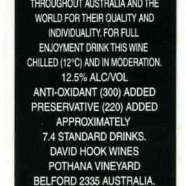 David Hook Wines Chardonnay Label (2001)