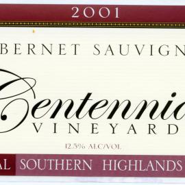 Centennial Vineyards Cabernet Sauvignon Label (2001)