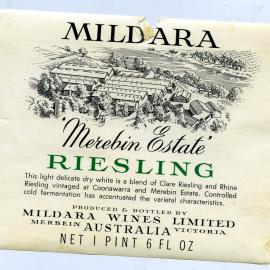 Mildara Riesling Label [n.d.]