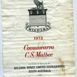 Mildara C.S.Malbec Label (1973)