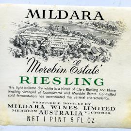 Mildara Riesling Label [n.d.]