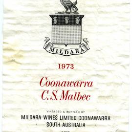 Mildara C.S. Malbec Label (1973)