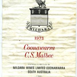 Mildara C.S. Malbec Label (1973)