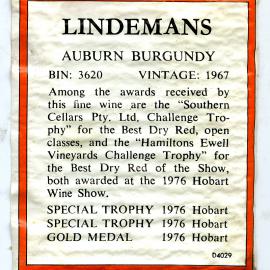 Lindeman's Auburn Burgundy Label (1967)