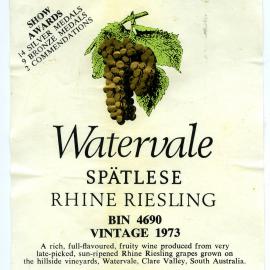 Lindemans Spatlese Rhine Riesling Label (1973)
