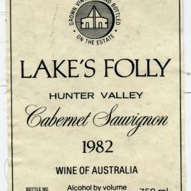 Lake's Folly Cabernet Sauvignon Label (1982)