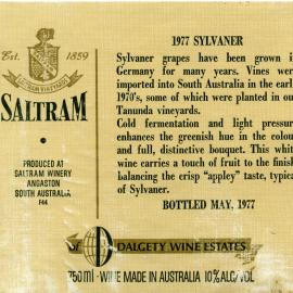 Saltram Sylvaner Label (1977)