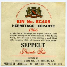 Seppelt Vineyards Label (1966)