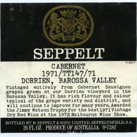 Seppelt Vineyards Label (1971)