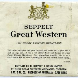 Seppelt Vineyards Label (1971)