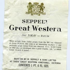 Seppelt Vineyards Label (1961)